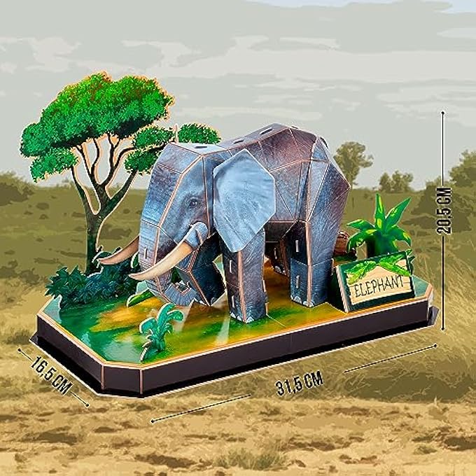 3D PUZZLE CHILDREN ELEPHANT - MOCKUPS TO ASSEMBLE CHILDREN AND ADULTS | PUZZLE 5 YEARS OR OVER | 3D PUZZLES | 42 PIECES | PUZZLE 3D ADULTS | GIFTS FOR CHILDREN - Image 2